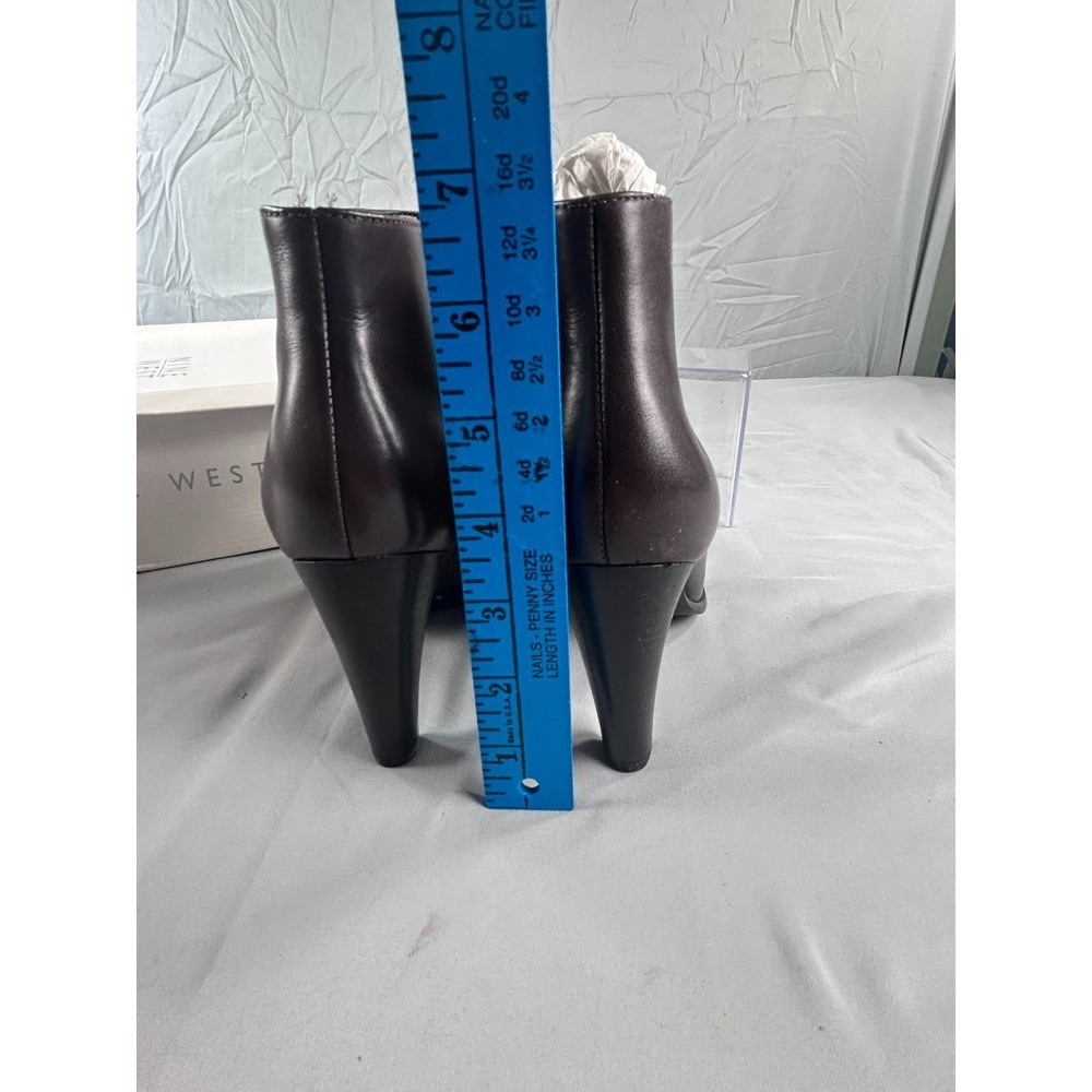 Nine West Women Ankle Boots US 6 Brown Leather Heeled Bootie Classic Minimalist - Picture 6 of 9